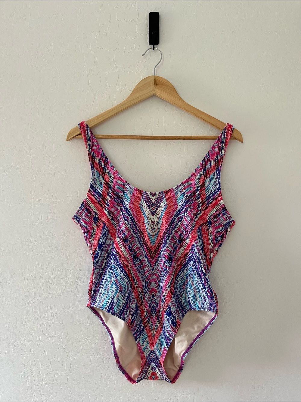 Vanilla/Beach Pink, Blue & Teal 90s Inspired Patterned One-Piece Swimsuit